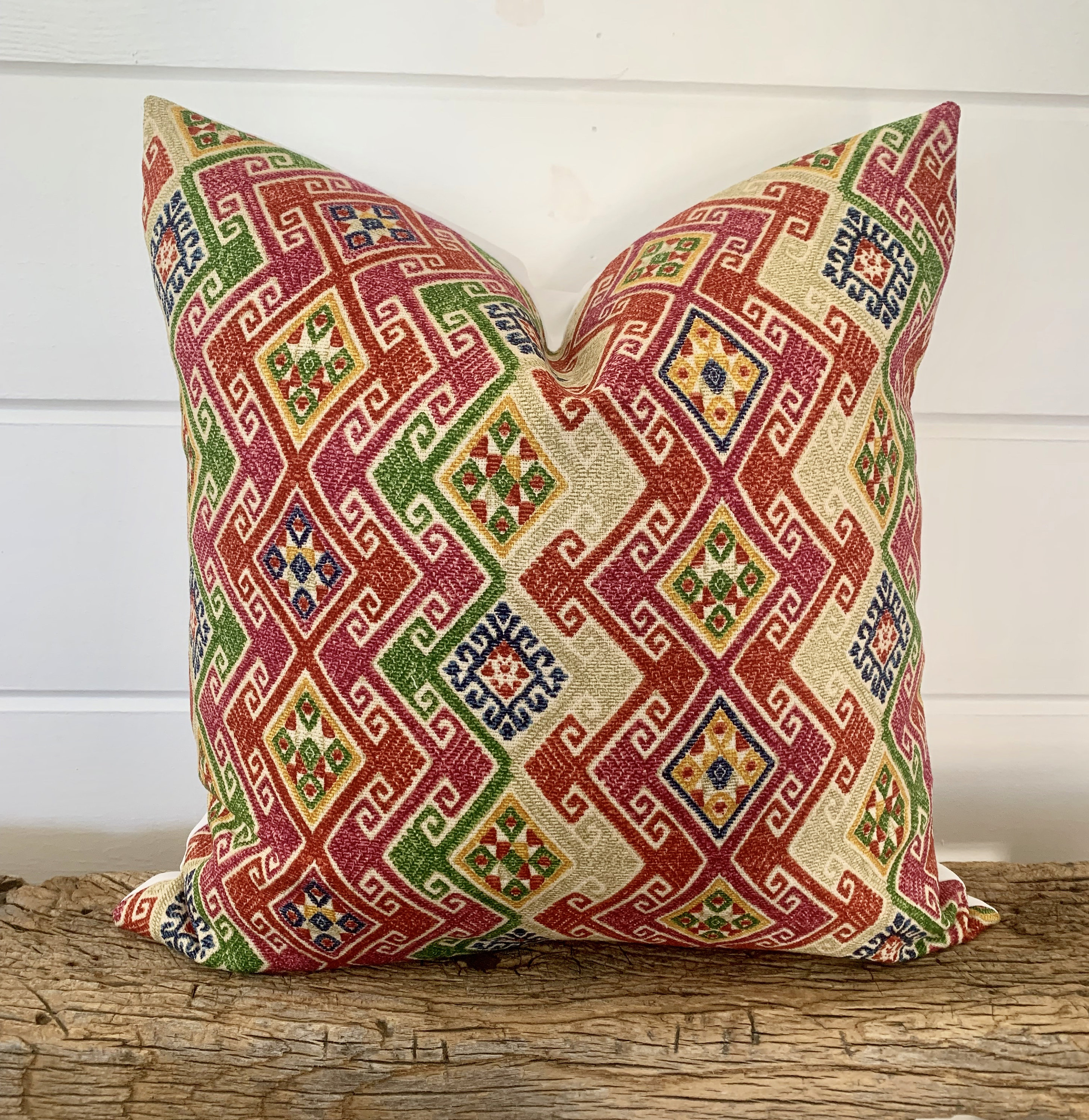 Ikat Floral Damask - Fuchsia and Pale Pink Throw Pillow