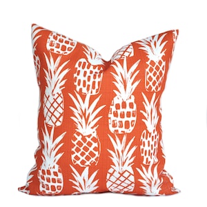 One quality Outdoor pillow cover, Orange Pineapple, decorative throw pillow,  Orange Outdoor pillow, accent pillow, Tropical pillow case