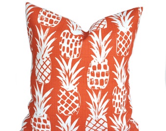 One quality Outdoor pillow cover, Orange Pineapple, decorative throw pillow,  Orange Outdoor pillow, accent pillow, Tropical pillow case