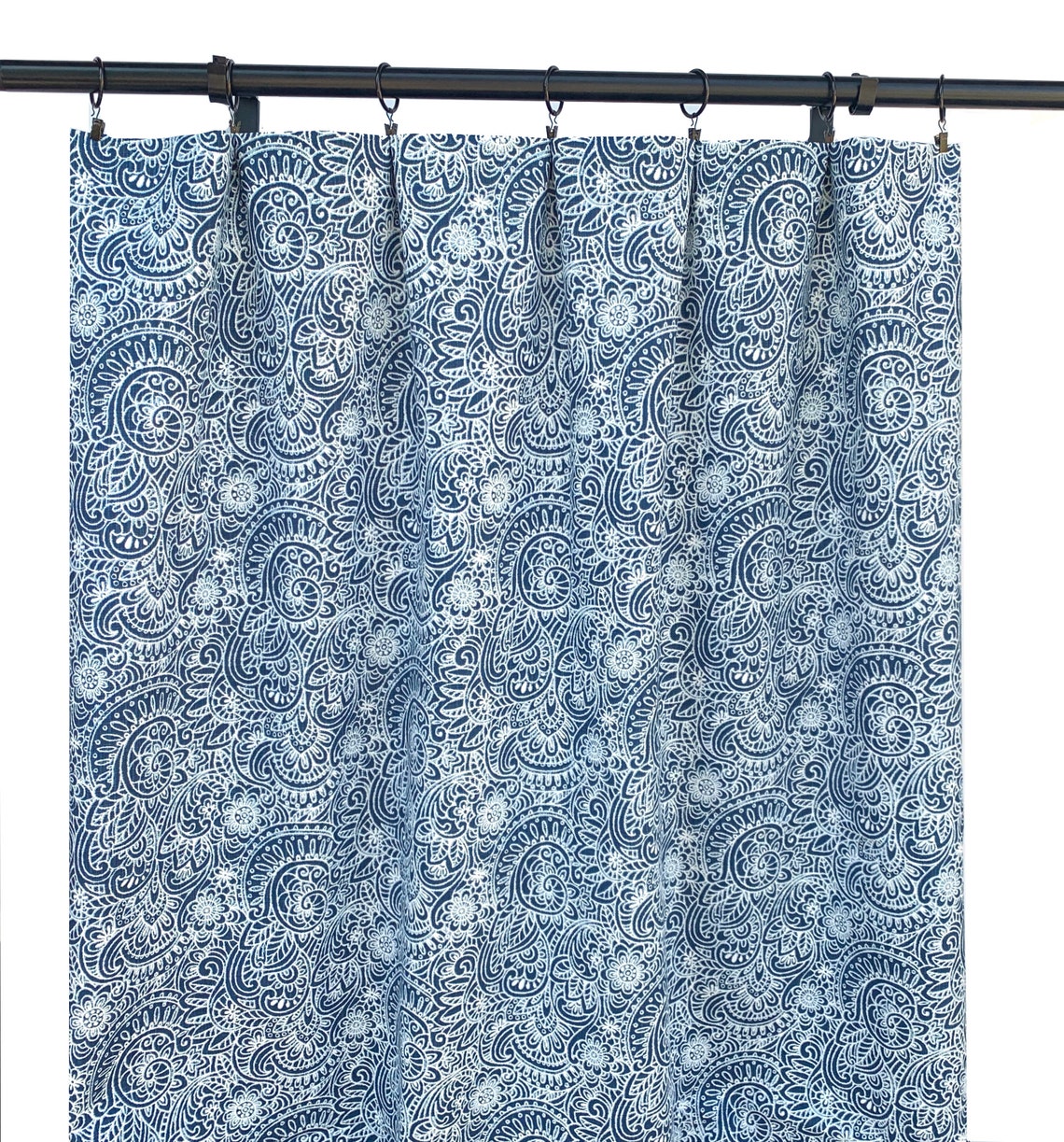 Navy Paisley Curtains Navy Blue Curtain Panels 2 Curtain Etsy