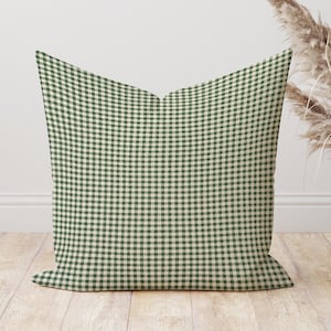 High quality Fir Green home decor Pillow cover , Dark evergreen green Fir Gingham checkered plaid print  Throw Pillows Cushion