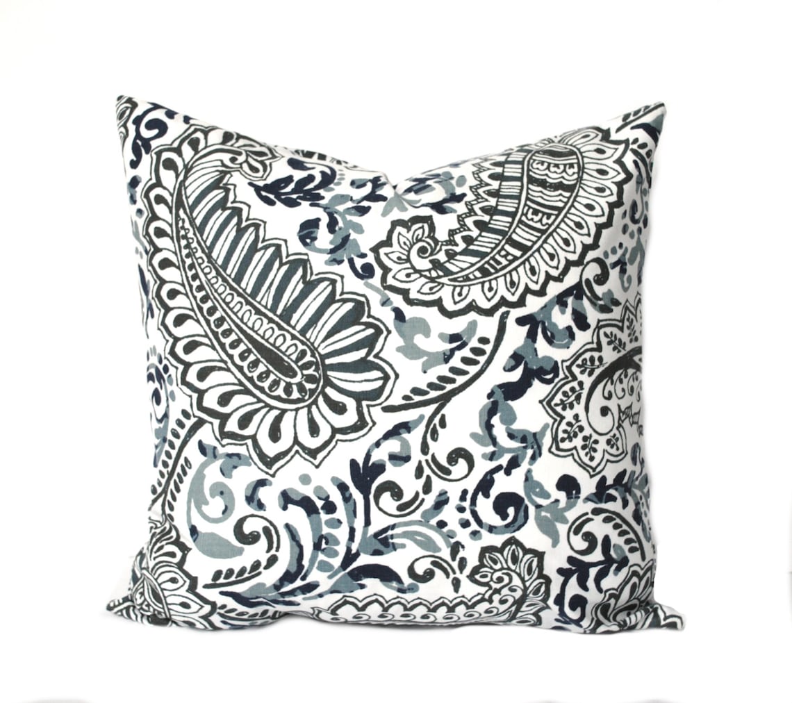 Indigo Blue Navy Gray White Pillow Throw Pillow Pillow Home Etsy