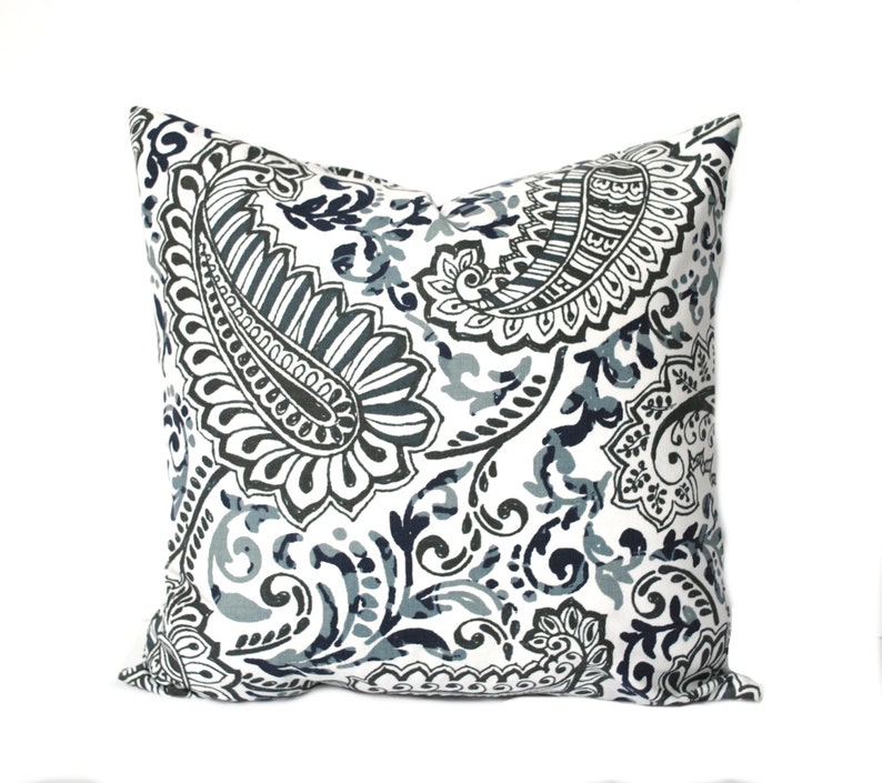 Indigo Blue Navy Gray White Pillow Indigo Blue Navy Gray White Pillow