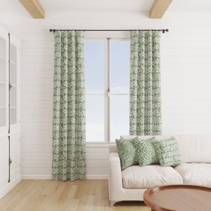 Green Geometric Curtains, Pine Green Curtain, 2 Curtain Panels,  Home Decor, Dark Green Curtain, hunter green curtain