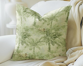 Tommy Bahama High quality Tropical pillow cover, Olive forest sage green tropical palm tree Hawaiian decorative pillow