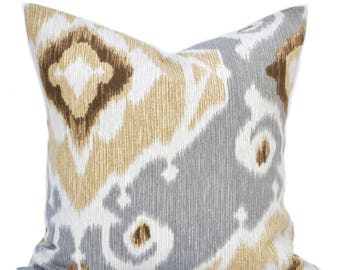 1 funda de almohada Ikat, cojín, almohada decorativa de tiro, almohada bronceada, almohada de acento, almohada gris, funda de almohada