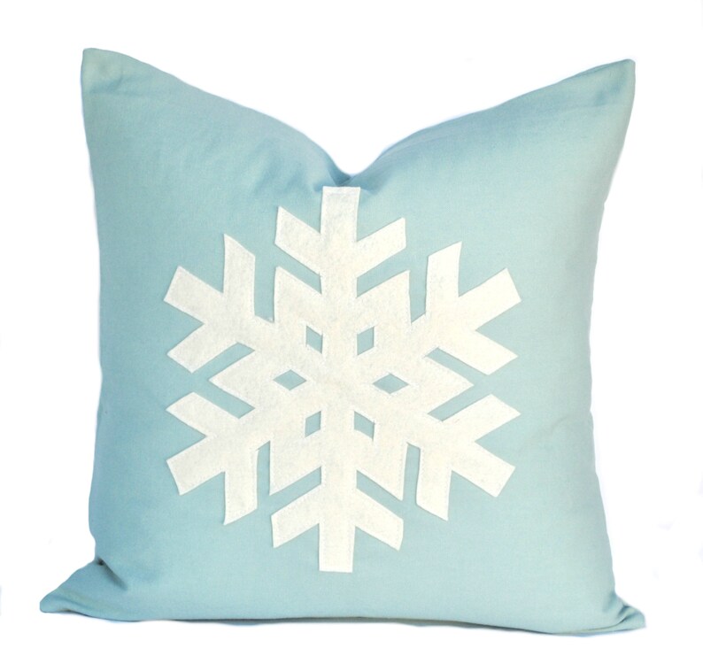 Two Blue Snowflake Christmas Pillow Cover Holiday Pillow Etsy