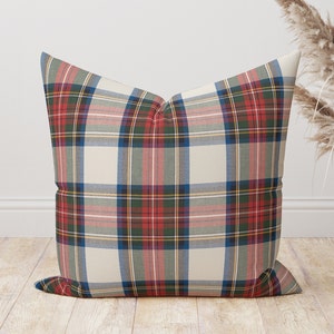 Red basket weave Checkered pillow cover, Red Green blue Checkered decorative throw pillow, decorative pillow, accent pillow