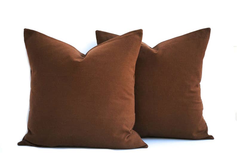 Two Dark Brown Pillow Covers Decorative Throw Pillow Etsy