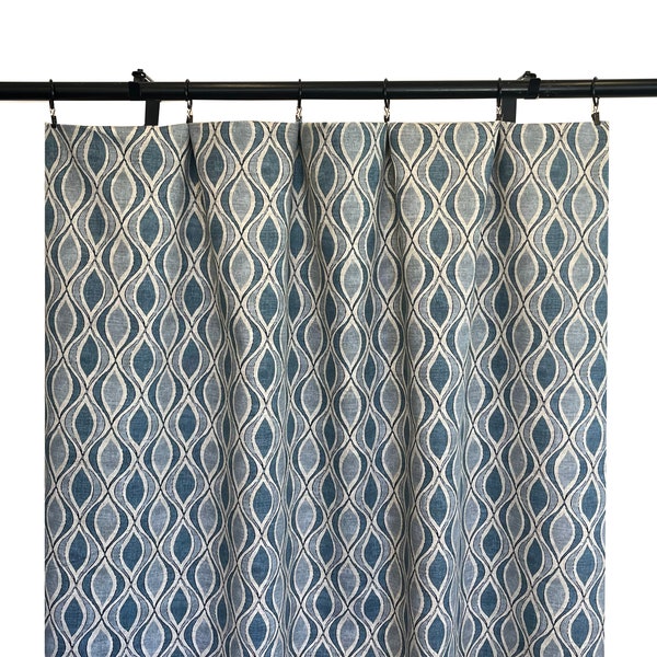 Magnolia home fashions Curtains, Blue and beige Geometric Mid Century Curtain Panels