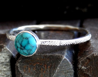 Silver ring, sterling silver ring, Silver turquoise ring, sterling silver ring, silver green stone ring, silver skinny ring, turquoise ring