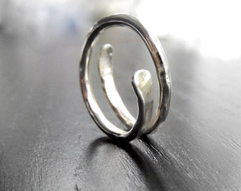 Recycled Sterling Silver Wrap Ring, Handmade Forged from Sterling Silver,  silver knuckle ring, silver thumb ring, silver unisex ring,silver