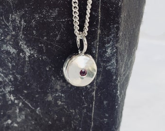 Recycled Sterling Silver Ruby Pebble pendant