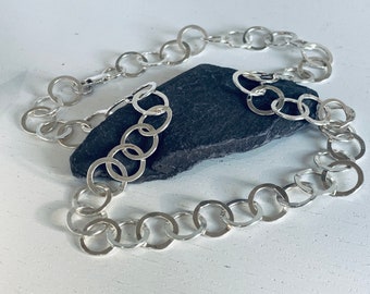 Recycled  Sterling Silver hoop necklace, hoop pendant, handmade jewellery