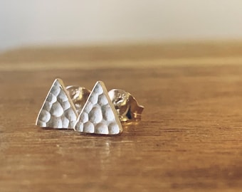 Silver Stud Earrings, silver triangle studs, small silver stud earrings, silver earrings handmade