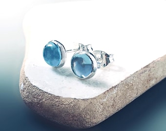 SILVER TOPAZ STUD Earrings Sky blue topaz stud earrings, Sterling silver stud earrings, silver stud earrings
