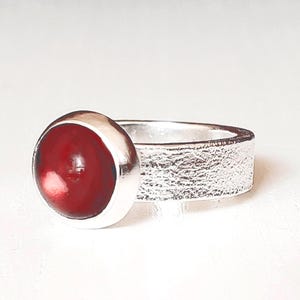 SILVER GARNET RING, Sterling silver ring, Garnet silver ring, handmade silver jewellery