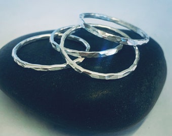 silver ring, silver rings, silver rings stacking, handmade ring, Recycled Sterling silver Stacking Rings Handmade, Hammered Silver Rings