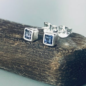 Recycled Sterling Silver Iolite Stud Earrings,Stud Earrings, Silver stud earrings, Sterling silver stud earrings