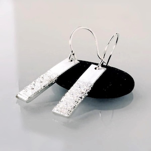 Hammered Sterling Silver Drop Earrings: Contemporary Dangle Jewelry