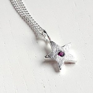 SILVER STAR PENDANT Recycled Handmade sterling silver star Ruby pendant, Star pendant