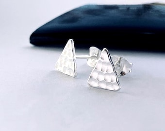 SILVER TRIANGLE STUDS Silver Stud Earrings, silver triangle studs, small silver stud earrings, silver earrings handmade