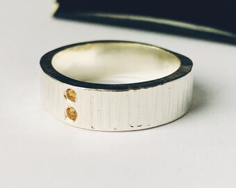 Recycled Sterling Silver Citrine Textured Rings