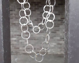 Recycled  Sterling Silver hoop necklace, hoop pendant, handmade jewellery