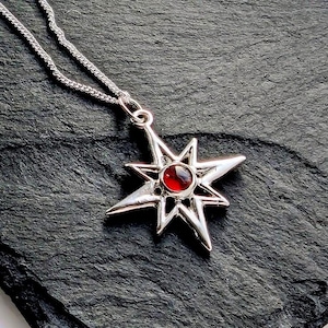 Recycled Sterling Silver Garnet Star pendant