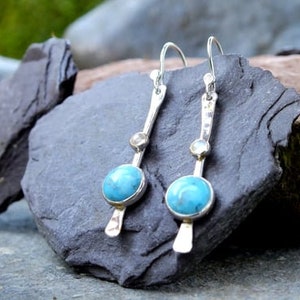 Silver earrings, silver dangle earrings, silver turquoise earrings