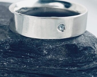 Recycled Sterling Silver Diamond ring