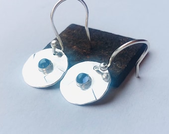 Sterling Silver Iolite drop earrings by Nyaki Punk Jewellery.