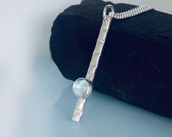 Topaz silver pendant, silver topaz pendant, sterling silver topaz set pendant, blue stone pendant, handmade