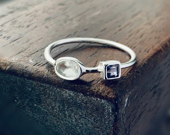 Recycled Sterling Silver Topaz and Iolite Ring