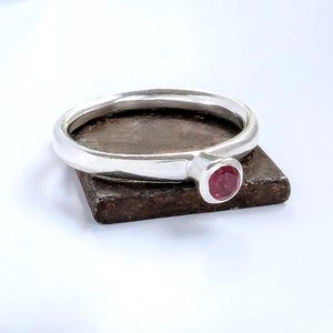 Handmade Sterling Silver Ruby Ring: Solitaire Gemstone
