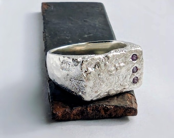 Recycled Sterling Silver Unisex Signet Ring by Nyaki Punk Jewellery.