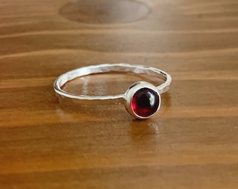 Recycled Sterling Silver Garnet Ring