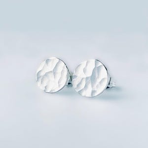 SILVER STUD EARRINGS Recycled Handmade Sterling silver disc stud earrings, silver stud earrings, small stud earrings, silver stud earrings
