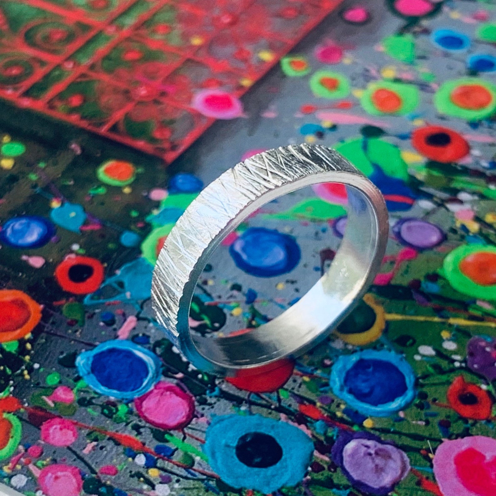 Recycled Sterling Silver Scratch Ring - Minimalist Band - Etsy