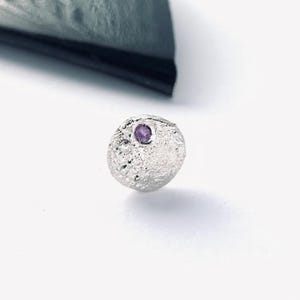 SILVER STUD EARRING Recycled Sterling Silver Single Ruby Stud Earring