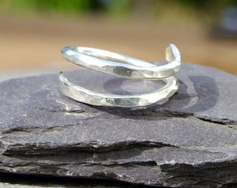 Silver ring, silver spiral ring, silver knuckle ring, silver thumb ring, silver unisex jewelry handmade ready to ship