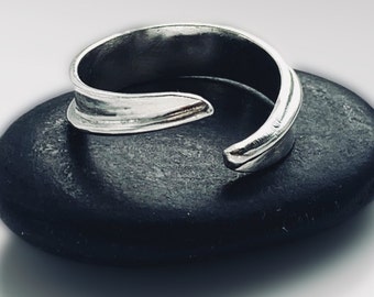 Recycled Sterling Silver Heat Fire Textured Open Ring