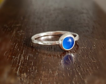 Recycled Sterling Silver Blue Agate Ring