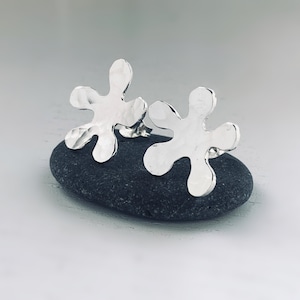 Recycled Sterling Silber Organic Design Ohrstecker, Silber Ohrringe, Silber handgemachte Ohrringe,Ohrringe,Bio Design Ohrstecker.