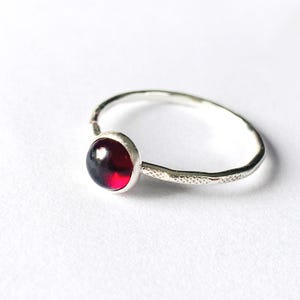SILVER GARNET RING, Recycled Sterling Silver Garnet Skinny ring