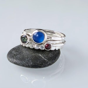 Recycled Sterling Silver stacking rings, Silver turquoise ring, sterling silver ring, silver ring, silver skinny ring, turquoise ring