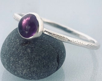 Recycled Sterling Silver Amethyst Ring, silver Ring, silver stacking ring