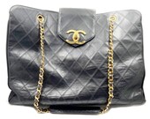 Chanel Vintage Super Model Jumbo 18 quot Quilted CC turnlock Bag As seen on Ashlee Simpson