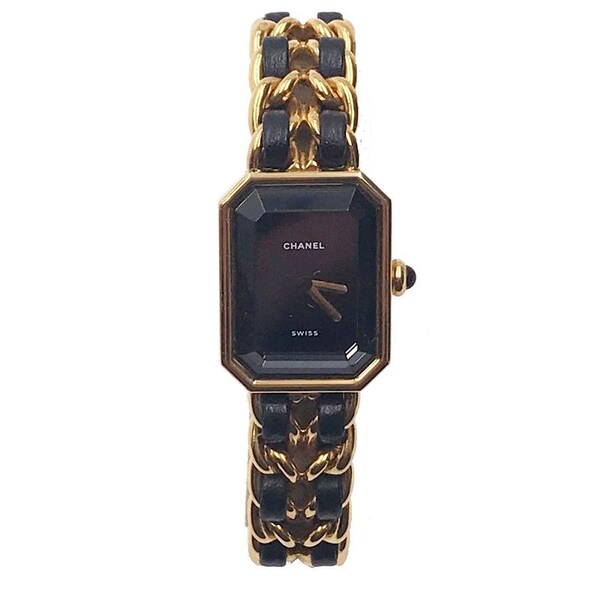 Chanel Vintage Premiere vergoldet Leder Geflecht Uhr