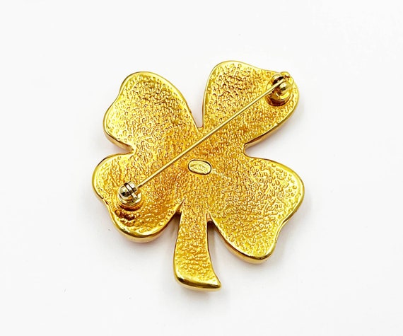 Chanel Rare Gold CC Coral Clover Brooch 